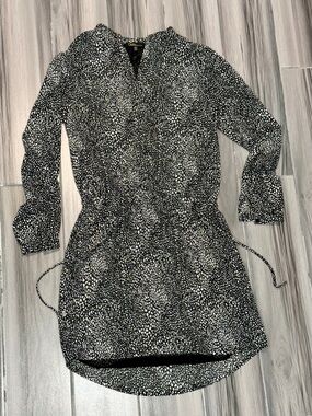 Dalia Black and White Printed Midi Dress